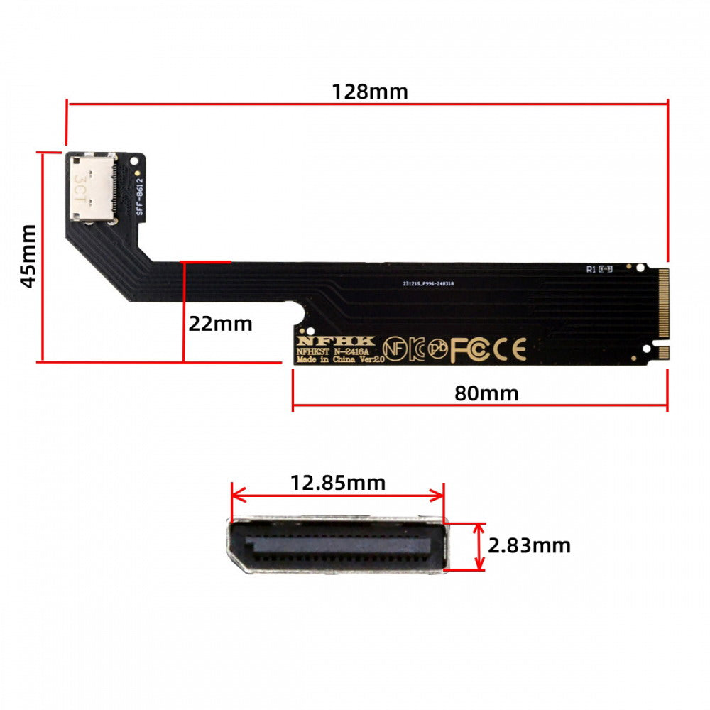 PCI-E 4.0 M.2 M-key to Oculink SFF-8612 SFF-8611 Host Adapter for 2024 ThinkBook 16+ AMD8845 External Graphics Card & SSD SF-058-AMD