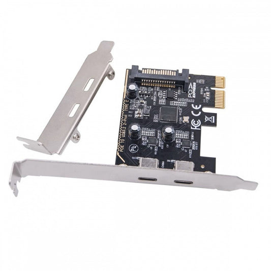 Card USB3.1 Gen1 5Gbps Dual Type-C USB-C Female to PCI-E Express 1x Card Adapter ASM1042 with Low Profile Bracket