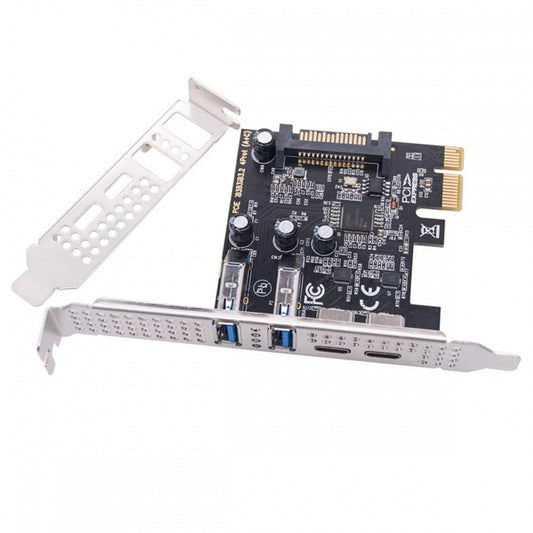 Card USB3.1 Gen1 5Gbps Dual Type-A & Type-C USB-C Female to PCI-E Express 1x Card Adapter uPD720201 with Low Profile Bracket UC-087-4P