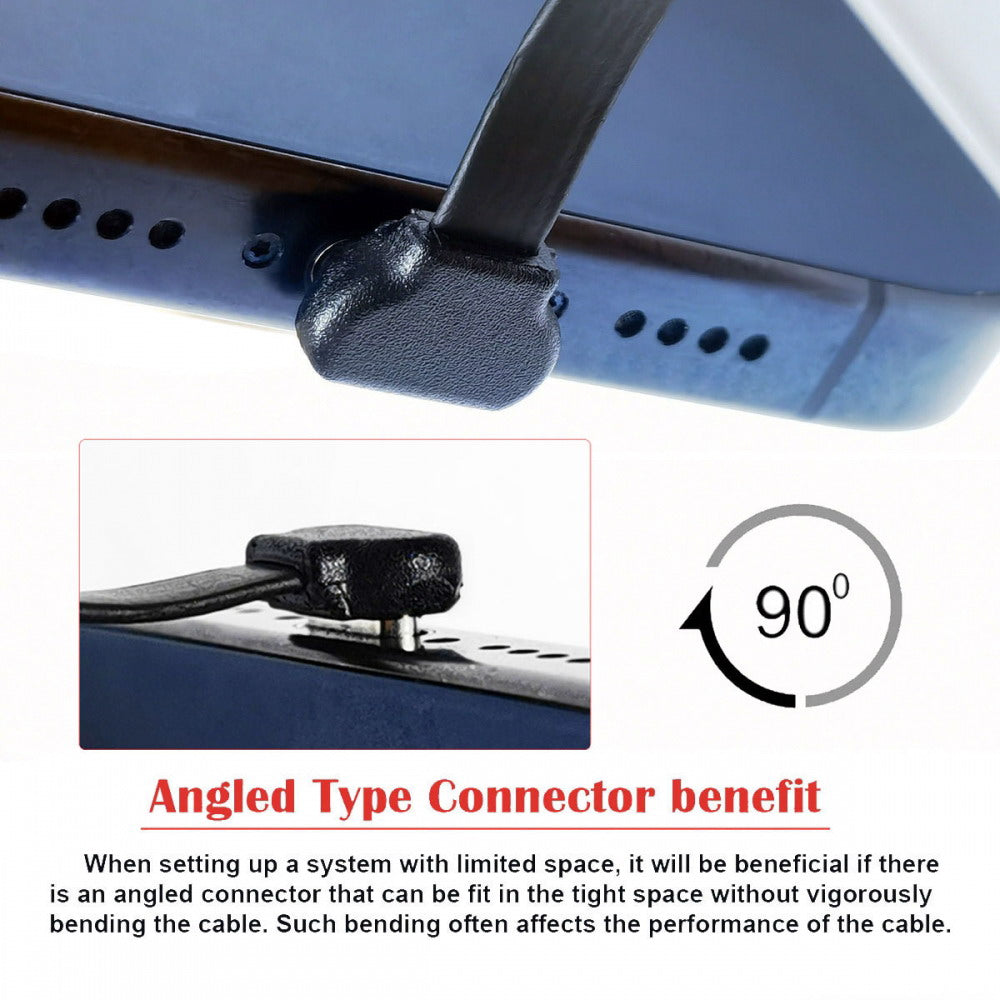 USB-C Type C to USB-C Ultra Slim Flat Power USB2.0 Data Cable Angled Connector 65W Fast Charge for Laptop Tablet Phone