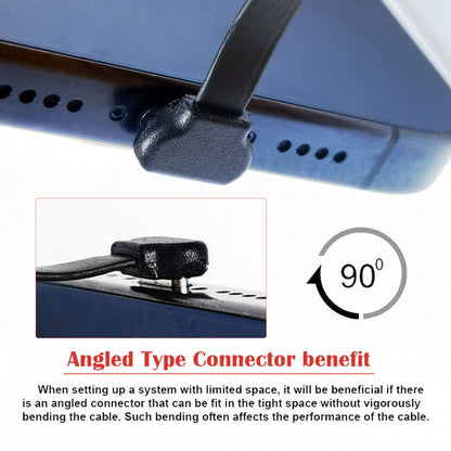 USB-C Type C to USB-C Ultra Slim Flat Power USB2.0 Data Cable Angled Connector 65W Fast Charge for Laptop Tablet Phone