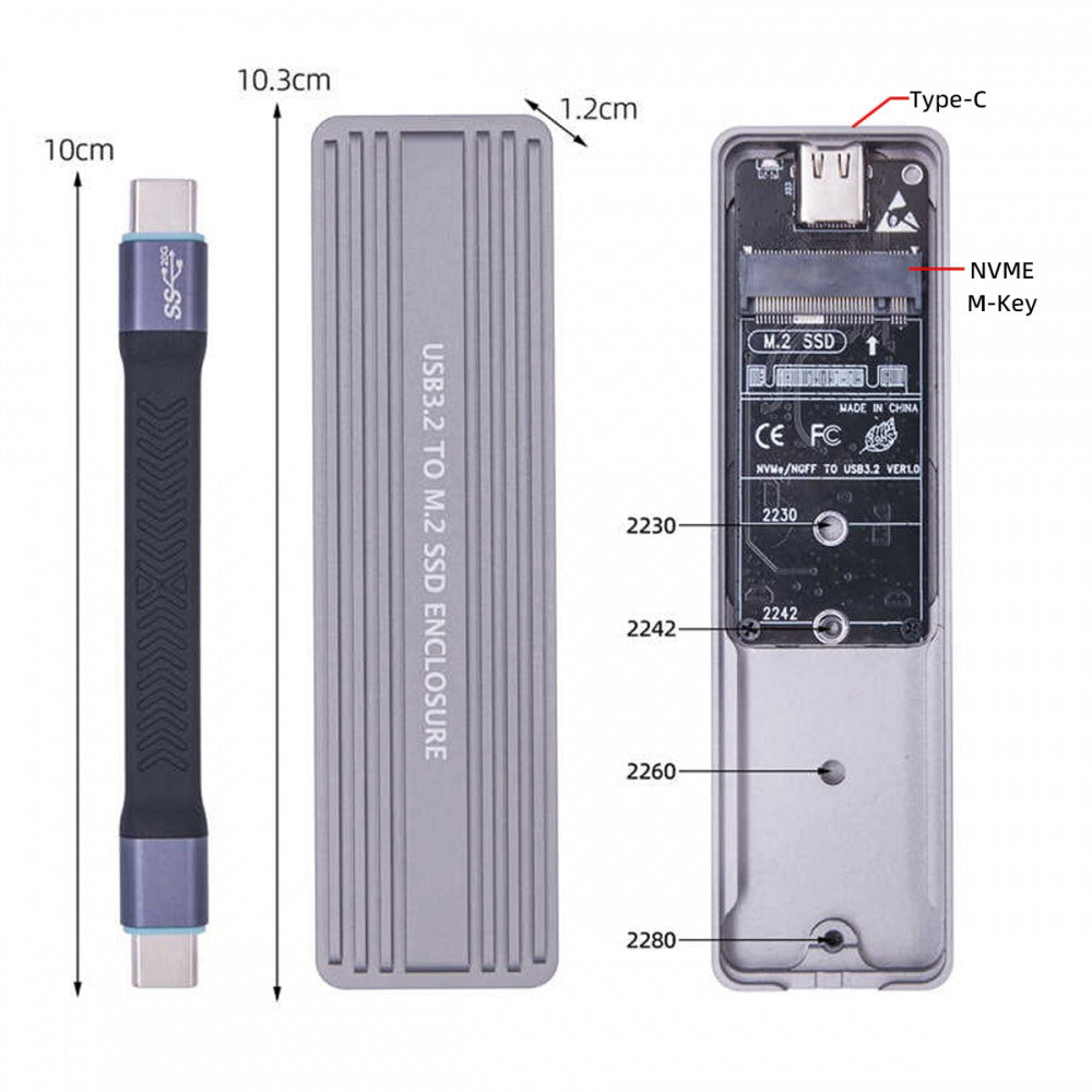 20Gbps Type-C USB3.2 USB4 to NVME M-key M.2 NGFF SATA SSD PCBA Enclosure 2280/2242/2230mm Adapter RTL9220 Chipset