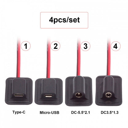 4pcs/lot Type-C Micro-USB DC 5.5x2.1mm 3.5X1.35mm Power Extension Cable for Backpack Charging Electric Heating Pads