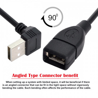 USB 2.0 Type-A Male to USB Female M-F Extension Cable 20cm 90 Degree Up Angled Type