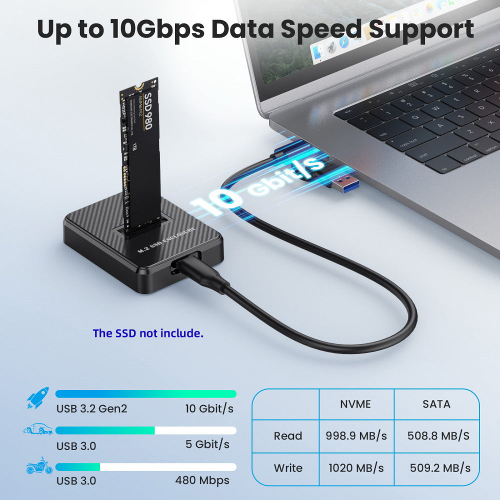 USB 3.0 USB-C Type-C to NVME M-key M.2 NGFF SATA SSD Docking Vertical External PCBA Case Enclosure RTL9210B Chipset
