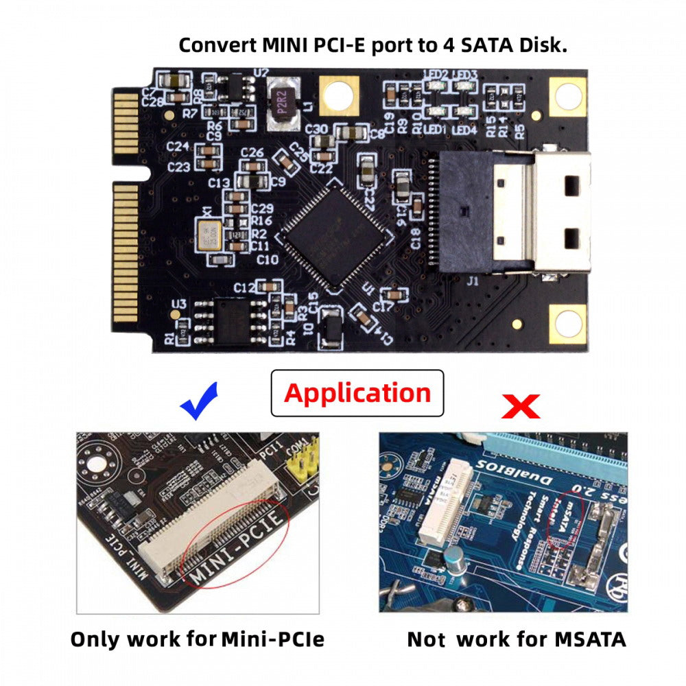 Mini PCI-E PCI Express to Slimline SFF-8654 SATA 3.0 Four Ports Adapter Converter 6Gbps Disk Extension Card for SSD
