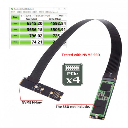 NGFF M-Key NVME Male to Female Extension PCI Express Cable 30cm Right Angled Type 90 Degree PCI-E 4.0 for Mainboard SSD 2230/2242/2260/2280