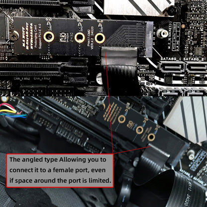 NGFF M-Key NVME Male to Female Extension PCI Express Cable 30cm Right Angled Type 90 Degree PCI-E 4.0 for Mainboard SSD 2230/2242/2260/2280