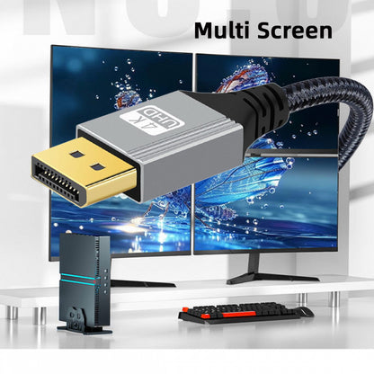 Down Angled DisplayPort DP to DP Cable 4K 60hz Cable Silver Sleeve Ultra-HD UHD 90 Degree for Desktop Laptop Monitor Graphics Card