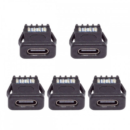 5pcs/set DIY OEM Type C Female Socket Connector to 6Pin PCBA Pinout Rectangle Latch Mount Type DC 5V/20V PD Power IP67