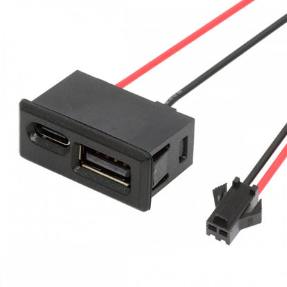 DIY OEM Type-A & Type-C Female Socket Horizontal to 2Pin Header Cable Pitch=2.54mm Latch Mount Type DC 5V Power