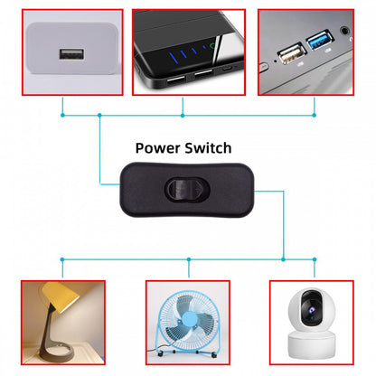 Universal Interruptor 318 Switch Cord Inline On-Off Switch DPST Control Rocker for Bedroom Table Lamp Desk Light Strip