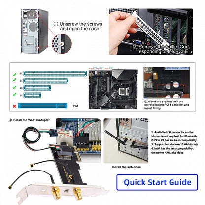 Wireless NGFF A/E-Key WiFi Card to PCI-E Express 1x Adapter for WLAN Wifi6 Wifi7 Bluetooth