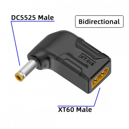 XT60 Male SC100 Protocol to DC 5.5x2.5mm Male Fast Charging Angled Horizontal Adapter for RC Lipo Battery Quadcopter Multicopter Aeromodelling