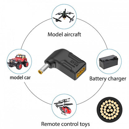 XT60 Male SC100 Protocol to DC 5.5x2.5mm Male Fast Charging Angled Horizontal Adapter for RC Lipo Battery Quadcopter Multicopter Aeromodelling