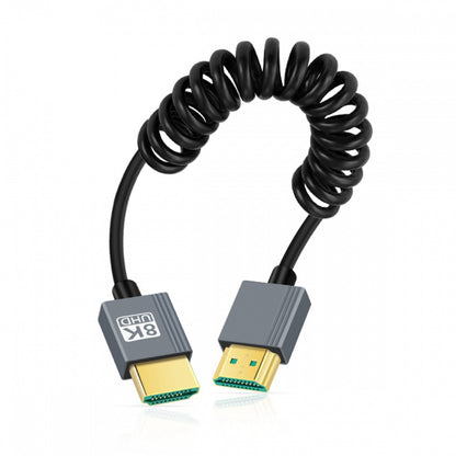 HDMI 2.1 Male to HDMI Male 8K 60hz Stretch Coiled Cable 100cm for HDTV Computer Laptop Monitor