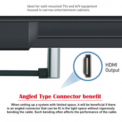 HDMI 2.1 Male to HDMI Male 8K 60hz Stretch Coiled Cable Down Angled 90 Degree for HDTV Computer Laptop Monitor