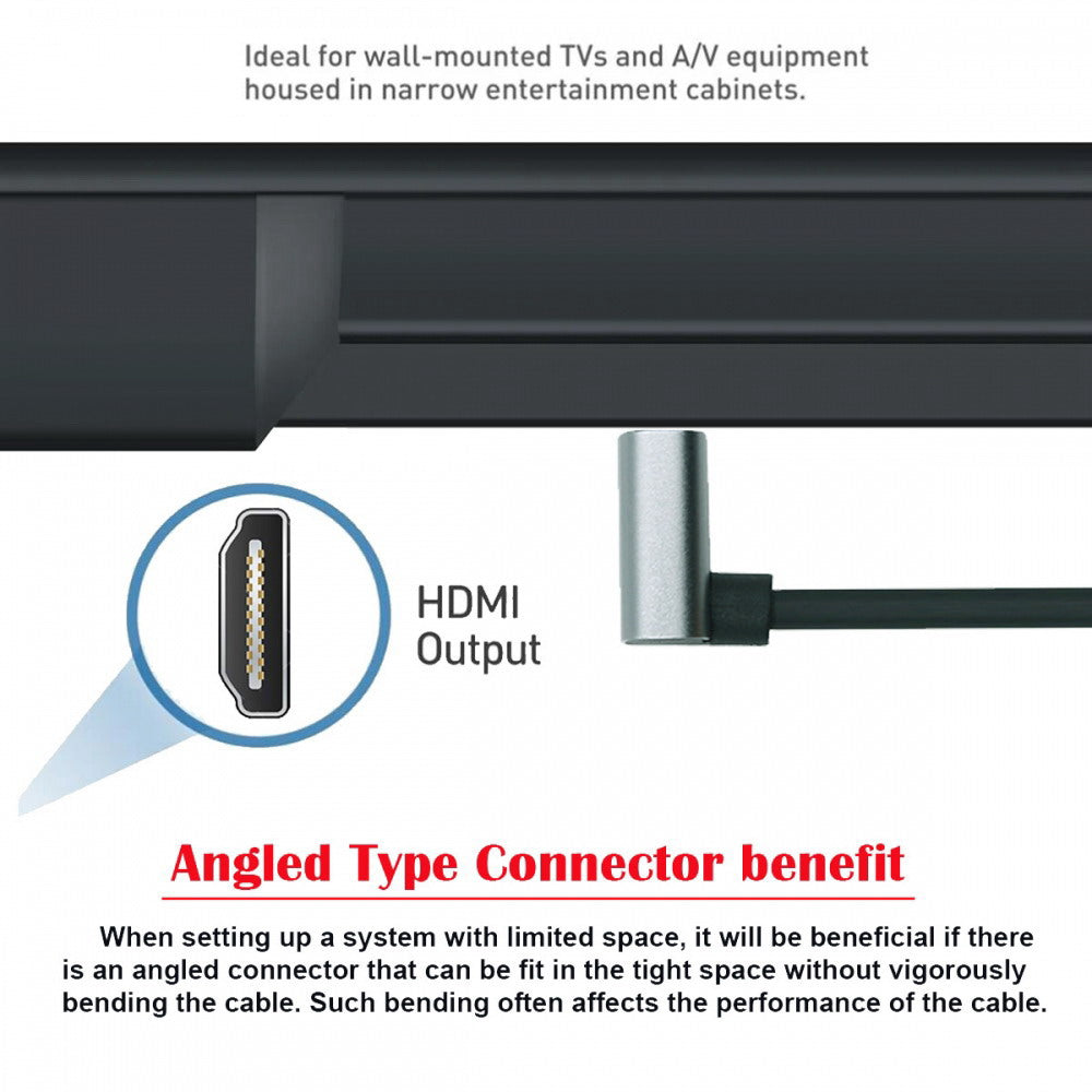 HDMI 2.1 Male to HDMI Male 8K 60hz Stretch Coiled Cable Up Angled 90 Degree for HDTV Computer Laptop Monitor