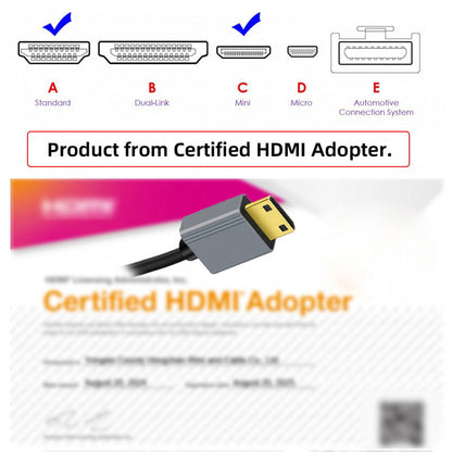 Mini HDMI 2.1 Male to HDMI Male 8K 60hz Stretch Coiled Cable 100cm for HDTV Computer Laptop Monitor