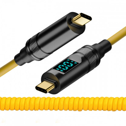 Smart LED Display USB-C USB4 Stretch Coiled Cable 20Gbps 100W 8K for Laptop Disk PhoneType-C Male to Male Cable Power & Data