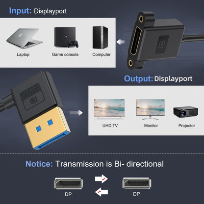 Ultrafine Right Angled DisplayPort 1.4 DP Male to Female Extension Cable 8K 60hz 4K 144hz for Desktop Laptop Monitor Graphics Card 30cm
