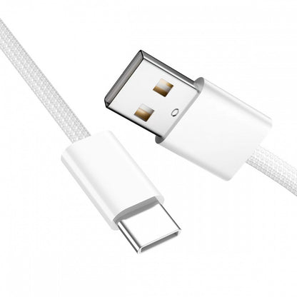 USB-C Type C Male to Type-A Male 15W 5V3A Power 480Mbps Data Cable White Sleeve for Phone & Tablet