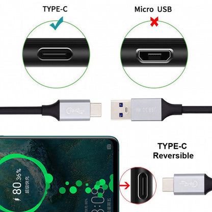 USB 3.0 Type-A Male to USB-C Type-C Male Stretch Coiled Cable 100cm Extension 5Gbps for Disk Phone Camera Data