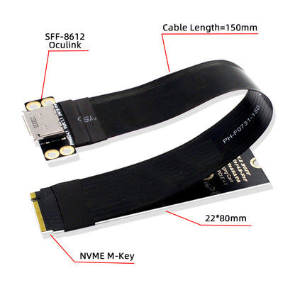 2280 NGFF PCI-E4.0 M.2 M-key to Oculink SFF-8612 SFF-8611 Host Cable 15cm for NVME U.2 SSD eGPU