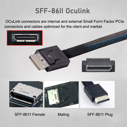 2280 NGFF PCI-E4.0 M.2 M-key to Oculink SFF-8612 SFF-8611 Host Cable 15cm for NVME U.2 SSD eGPU