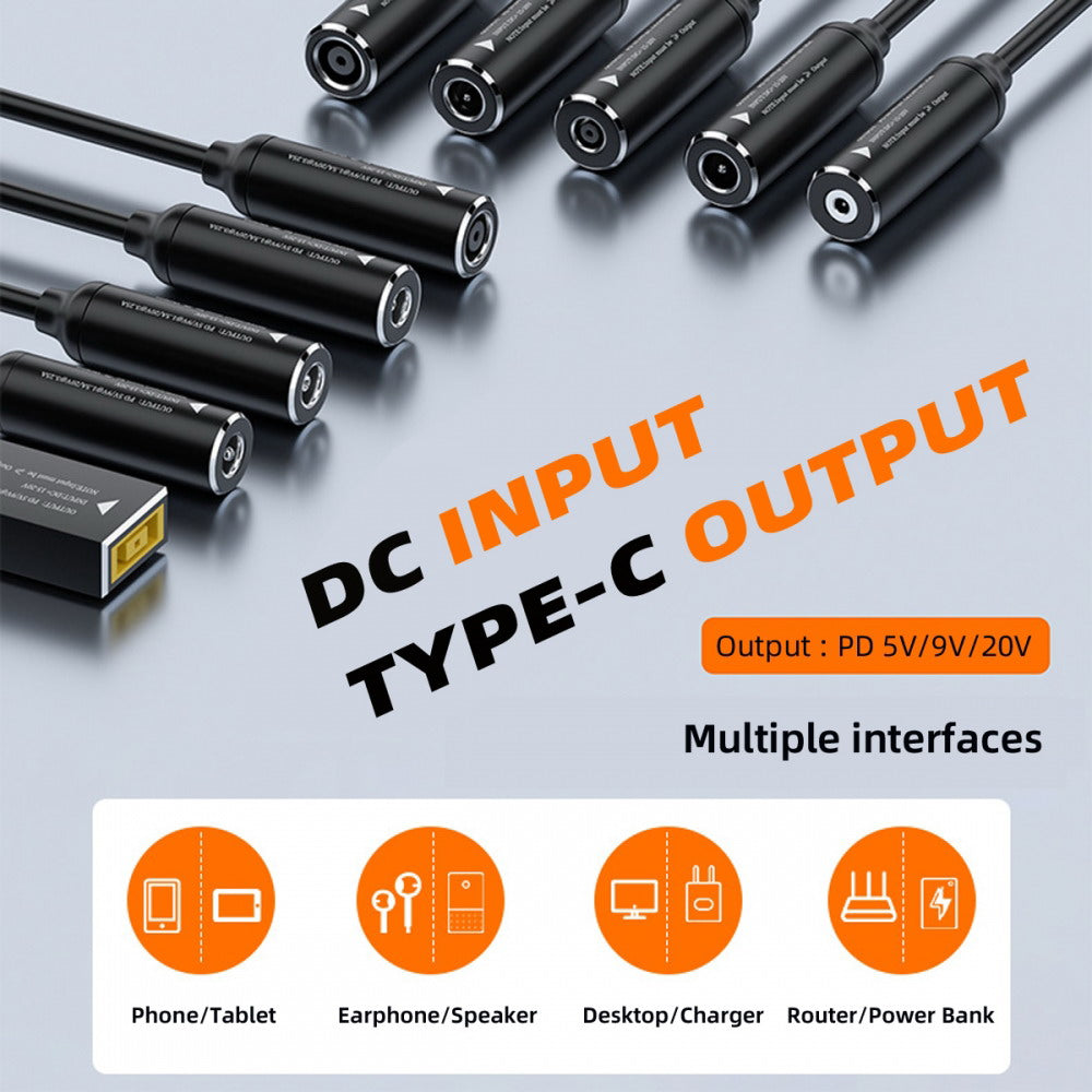 Rectangle Jack Thinkpad X1 Input to USB-C Type-C Power 100W Charge Cable for Laptop Phone PD9V 5V 20V