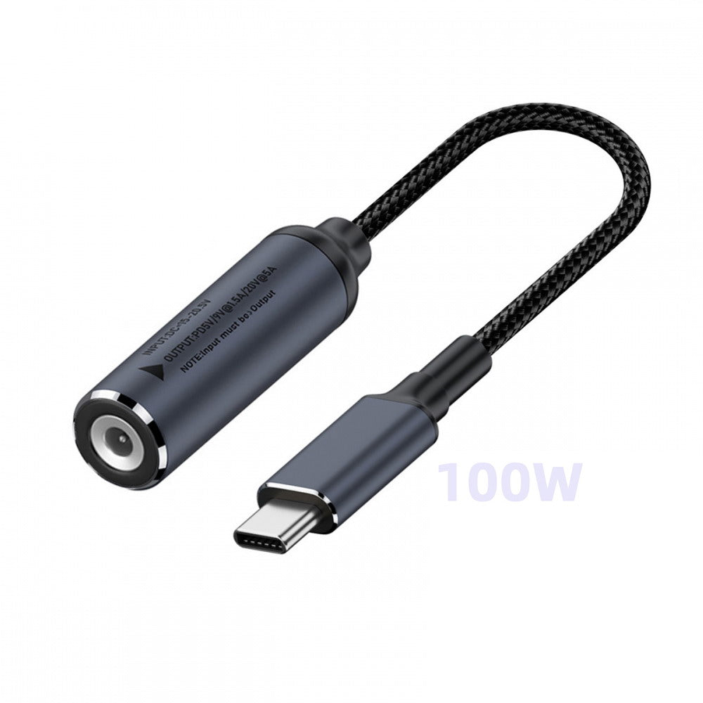 DC Jack 4.0X1.3mm Input to USB-C Type-C Power 100W Charge Cable for Laptop Phone PD9V 5V 20V
