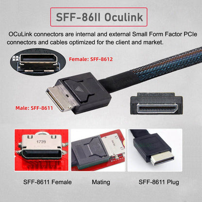 Dual Oculink SFF-8612 SFF-8611 to M.2 NGFF M-Key NVME PCIe SSD 2280 22110mm Adapter for Mainboard