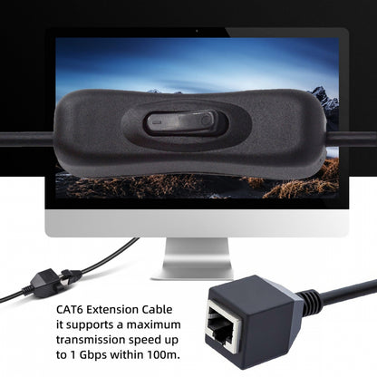 RJ45 CAT6 8P8C STP UTP Male to Female Extension Cable with 304 Singal Switch On/Off LAN Ethernet Network Patch Cord