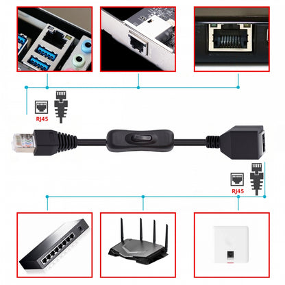 RJ45 CAT6 8P8C STP UTP Male to Female Extension Cable with 304 Singal Switch On/Off LAN Ethernet Network Patch Cord