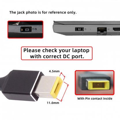 100W Type C USB-C Input to Rectangular Jack Output Power 20V 5A 65W PD Charge Cable for Thinkpad X1 Legion Y7000P Laptop