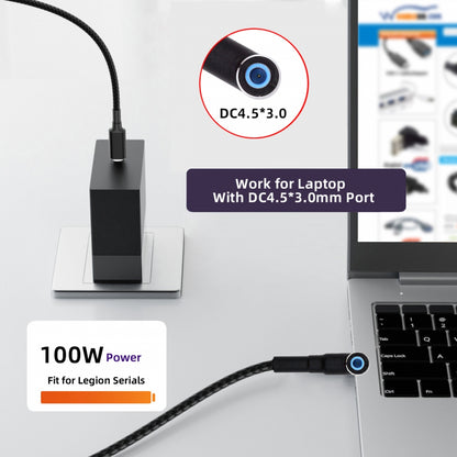 100W Type C USB-C Input to 20V DC 4.5*3.0mm Output Power 20V 5A 65W PD Charge Cable compatible with HP-Laptop