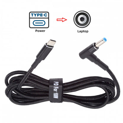 100W Type C USB-C Input to 20V DC 4.5*3.0mm Output Power 20V 5A 65W PD Charge Cable compatible with HP-Laptop