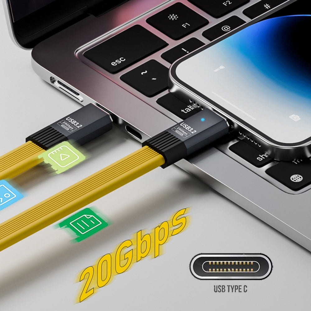 USB4 Male to Female Extension Cable 20Gbps Flat Slim FPC Cable with 100W and 8K 5K USB4.0 Type-C Compatible with Thunderbolt3/4