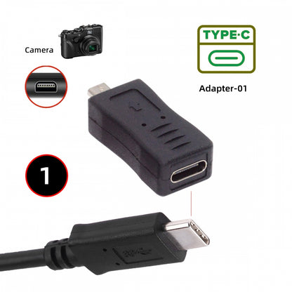 3pcs/set USB-C Type-C Micro Mini USB Female to Camera Mini 8P Data Power Adapter for Coolpix UC-E6 UC-E16 UC-E17 DSC-W DMC-S EX-Z