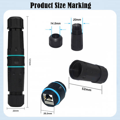 M20 Locking IP68 Waterproof UTP STP RJ45 Female to CAT6 Female Networking Patch Extension Adapter Coupler