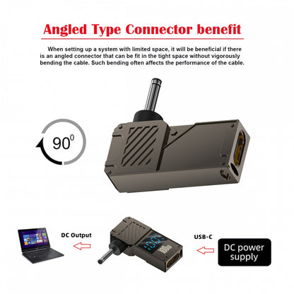 Type-C USB-C Input to DC 3.0x1.1mm Jack Smart LED Display 100W Output Power 20V 5A PD Charge 65W Adapter for Laptop
