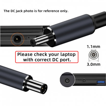 Type-C USB-C Input to DC 3.0x1.1mm Jack Smart LED Display 100W Output Power 20V 5A PD Charge 65W Adapter for Laptop