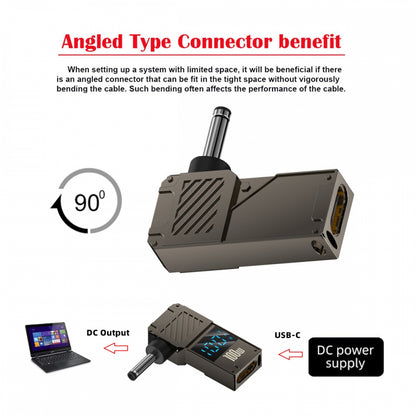 Type-C USB-C Input to DC 3.5x1.35mm Jack Smart LED Display 100W Output Power 20V 5A PD Charge 65W Adapter for Laptop