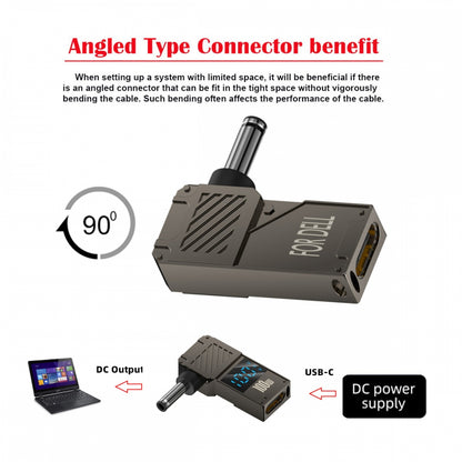 Type-C USB-C Input to DC 4.5x3.0mm Jack Smart LED Display 100W Output Power 20V 5A PD Charge 65W Adapter Compatible with DELLLaptop