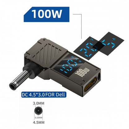 Type-C USB-C Input to DC 4.5x3.0mm Jack Smart LED Display 100W Output Power 20V 5A PD Charge 65W Adapter Compatible with DELLLaptop