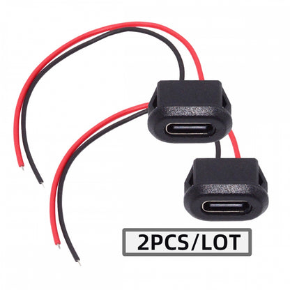 2pcs/set DIY OEM Type-C USB-C Female Socket to 2Pin Open Cable Latch Mount Type DC 5V Power