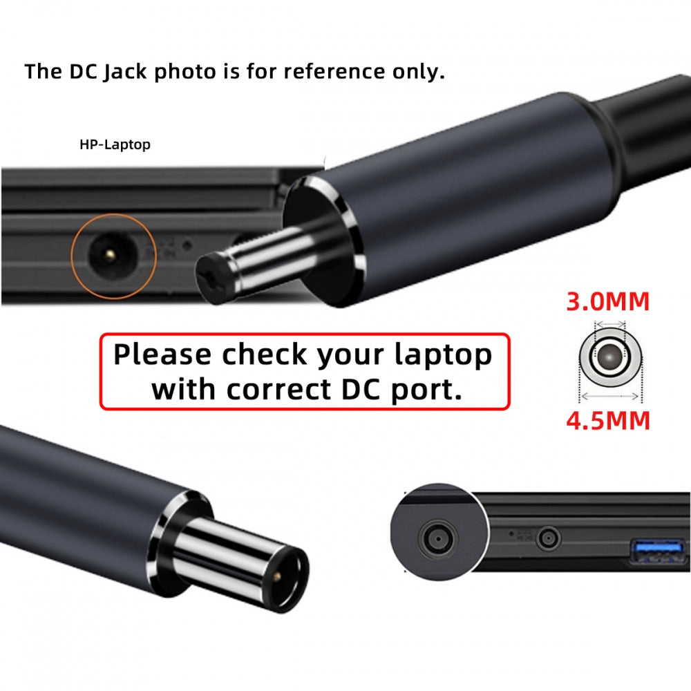 Type-C USB-C Input to DC 4.5x3.0mm Jack Smart LED Display 100W Output Power 20V 5A PD Charge 65W Adapter Compatible with Laptop
