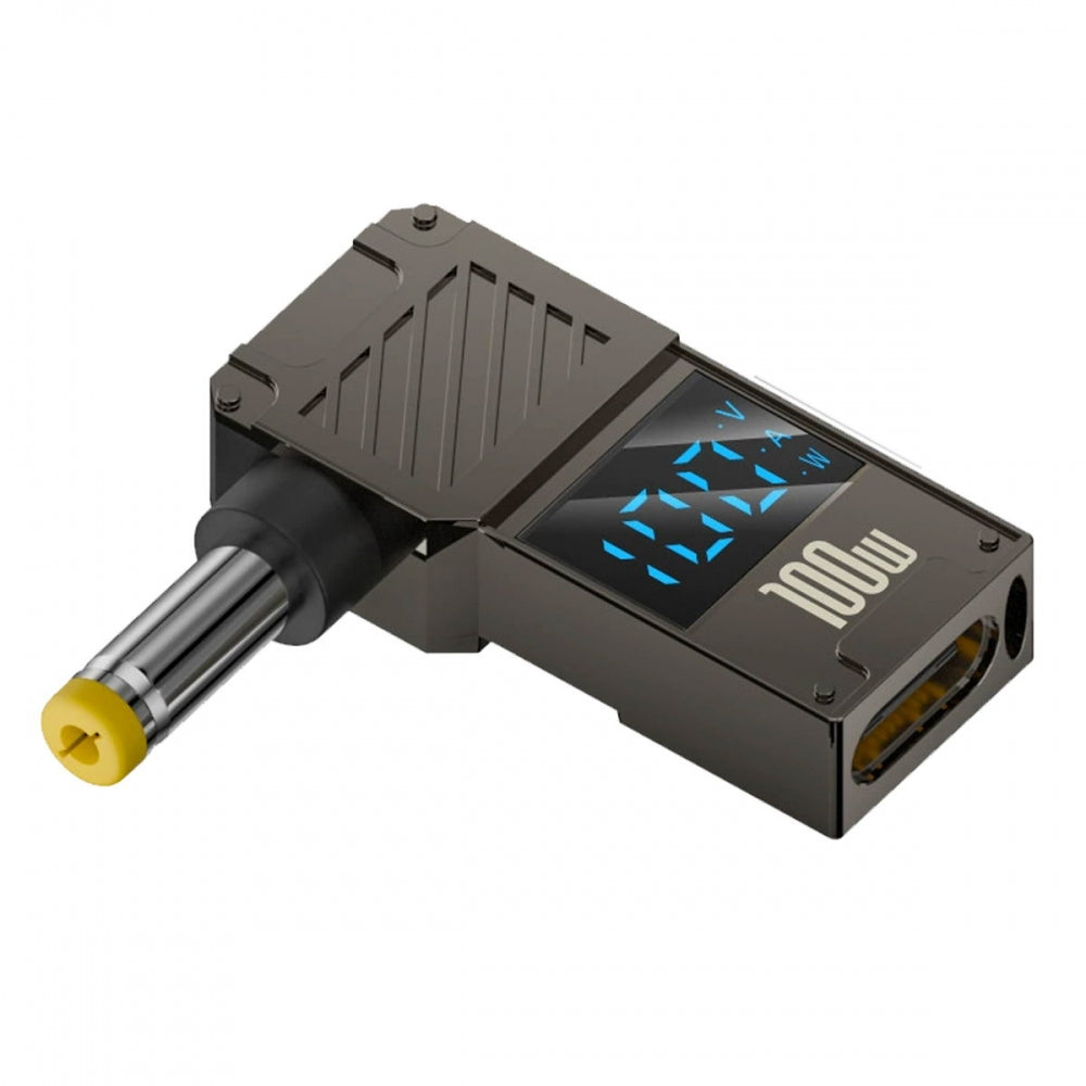 Type-C USB-C Input to DC 5.5x1.7mm Jack Smart LED Display 100W Output Power 20V 5A PD Charge 65W Adapter for Laptop