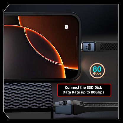 USB5.0 80Gbps Flat Slim FPC Cable 13cm with 240W and 16K@30hz 8K@60Hz 5K@60Hz Compatible with USB4.0 Thunderbolt3/4/5