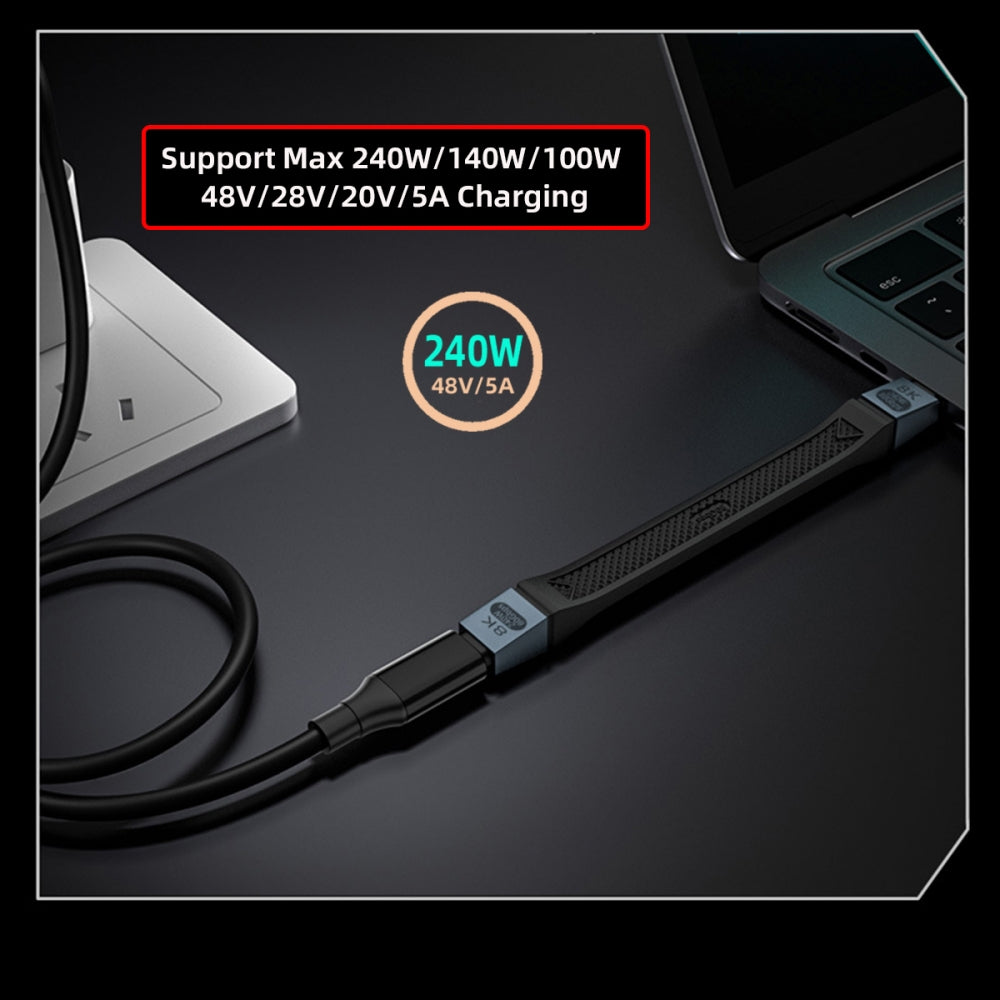 USB5.0 80Gbps Flat Slim FPC Cable 13cm with 240W and 16K@30hz 8K@60Hz 5K@60Hz Compatible with USB4.0 Thunderbolt3/4/5